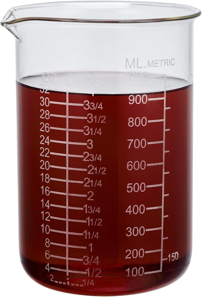 Ackers Etching Scale Measuring Glass V-Shaped Spout Made of High Borosilicate Glass Measuring for Kitchen or Restaurant, Easy to Read,30ML (1 Oz) 丨(2 Pack)