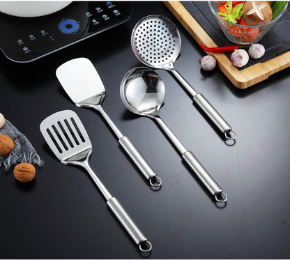 Cooking Utensil Set 8 Piece, Stainless Steel Kitchen Tool Set with Stand,Cooking Utensils, Slotted Tuner, Ladle, Skimmer, Serving Spoon, Pasta Server,Potato Maseher, Egg Whisk. （8 Pieces）