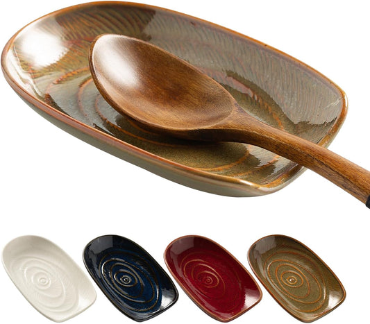 Ceramic Spoon Rest for Stove Top, Spoon Holder for Kitchen Counter | Works as a coffee spoon rest and utensil rest for ladles, spatulas and stirrers, fitting daily use and housewarming gifts.