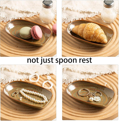 Ceramic Spoon Rest for Stove Top, Spoon Holder for Kitchen Counter | Works as a coffee spoon rest and utensil rest for ladles, spatulas and stirrers, fitting daily use and housewarming gifts.