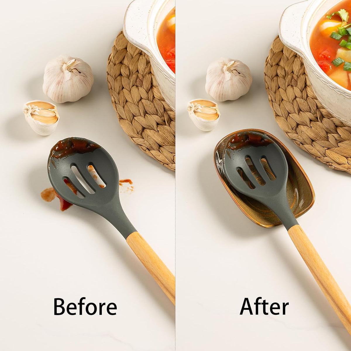 Ceramic Spoon Rest for Stove Top, Spoon Holder for Kitchen Counter | Works as a coffee spoon rest and utensil rest for ladles, spatulas and stirrers, fitting daily use and housewarming gifts.