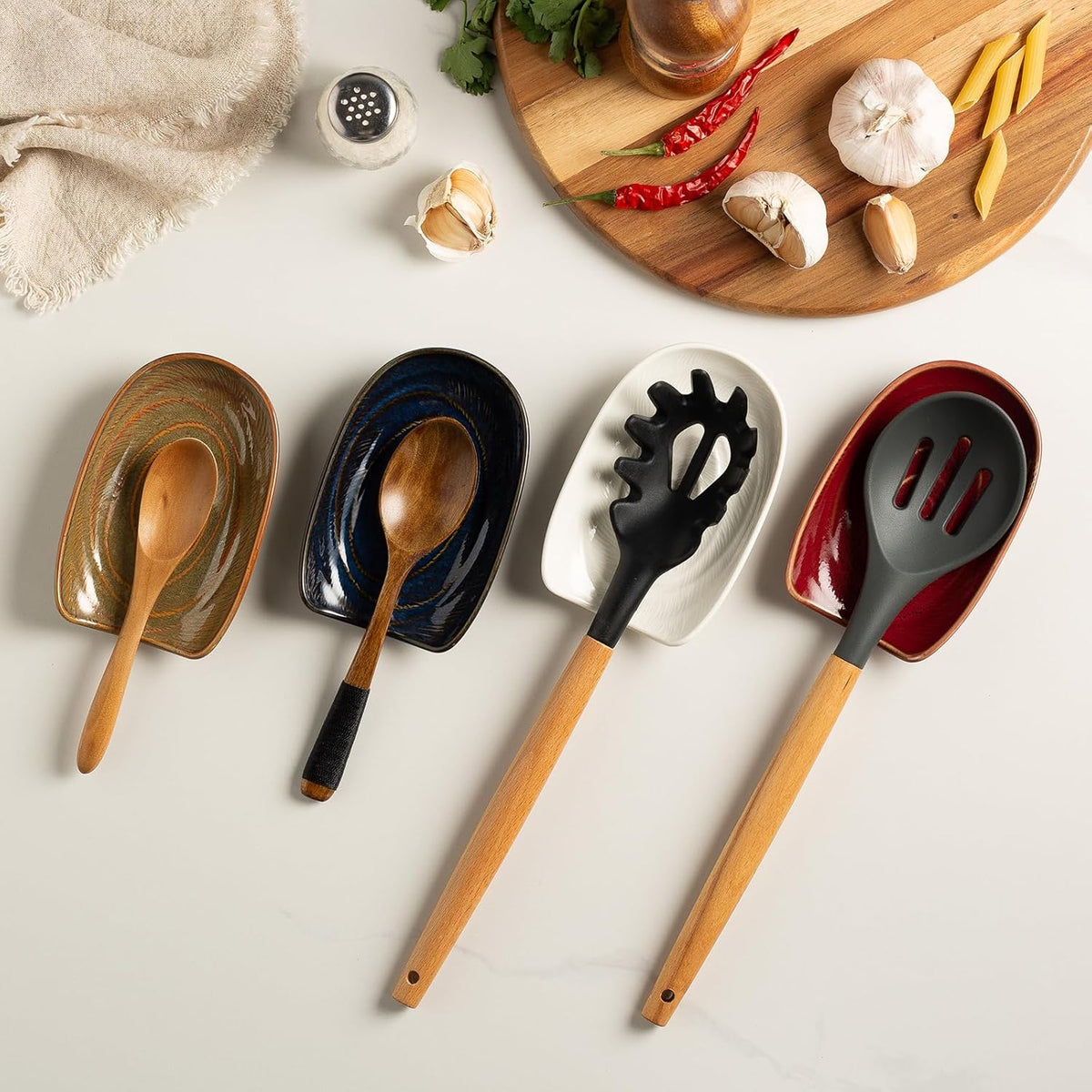 Ceramic Spoon Rest for Stove Top, Spoon Holder for Kitchen Counter | Works as a coffee spoon rest and utensil rest for ladles, spatulas and stirrers, fitting daily use and housewarming gifts.