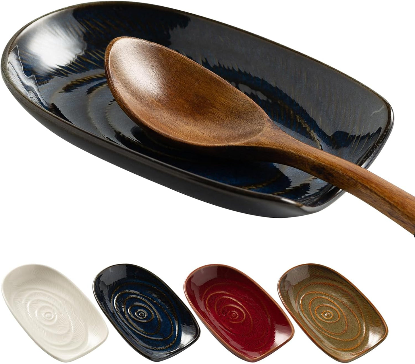 Ceramic Spoon Rest for Stove Top, Spoon Holder for Kitchen Counter | Works as a coffee spoon rest and utensil rest for ladles, spatulas and stirrers, fitting daily use and housewarming gifts.