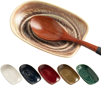 Ceramic Spoon Rest for Stove Top, Spoon Holder for Kitchen Counter | Works as a coffee spoon rest and utensil rest for ladles, spatulas and stirrers, fitting daily use and housewarming gifts.