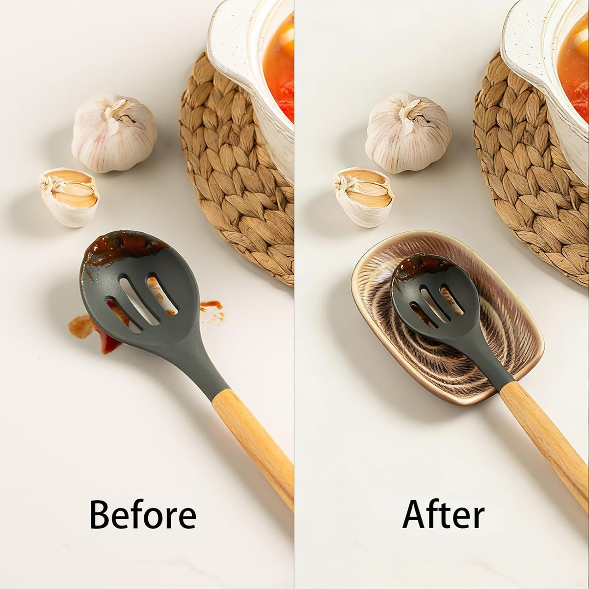 Ceramic Spoon Rest for Stove Top, Spoon Holder for Kitchen Counter | Works as a coffee spoon rest and utensil rest for ladles, spatulas and stirrers, fitting daily use and housewarming gifts.