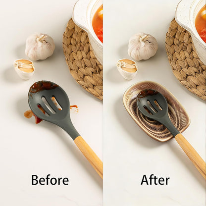 Ceramic Spoon Rest for Stove Top, Spoon Holder for Kitchen Counter | Works as a coffee spoon rest and utensil rest for ladles, spatulas and stirrers, fitting daily use and housewarming gifts.