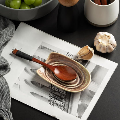 Ceramic Spoon Rest for Stove Top, Spoon Holder for Kitchen Counter | Works as a coffee spoon rest and utensil rest for ladles, spatulas and stirrers, fitting daily use and housewarming gifts.