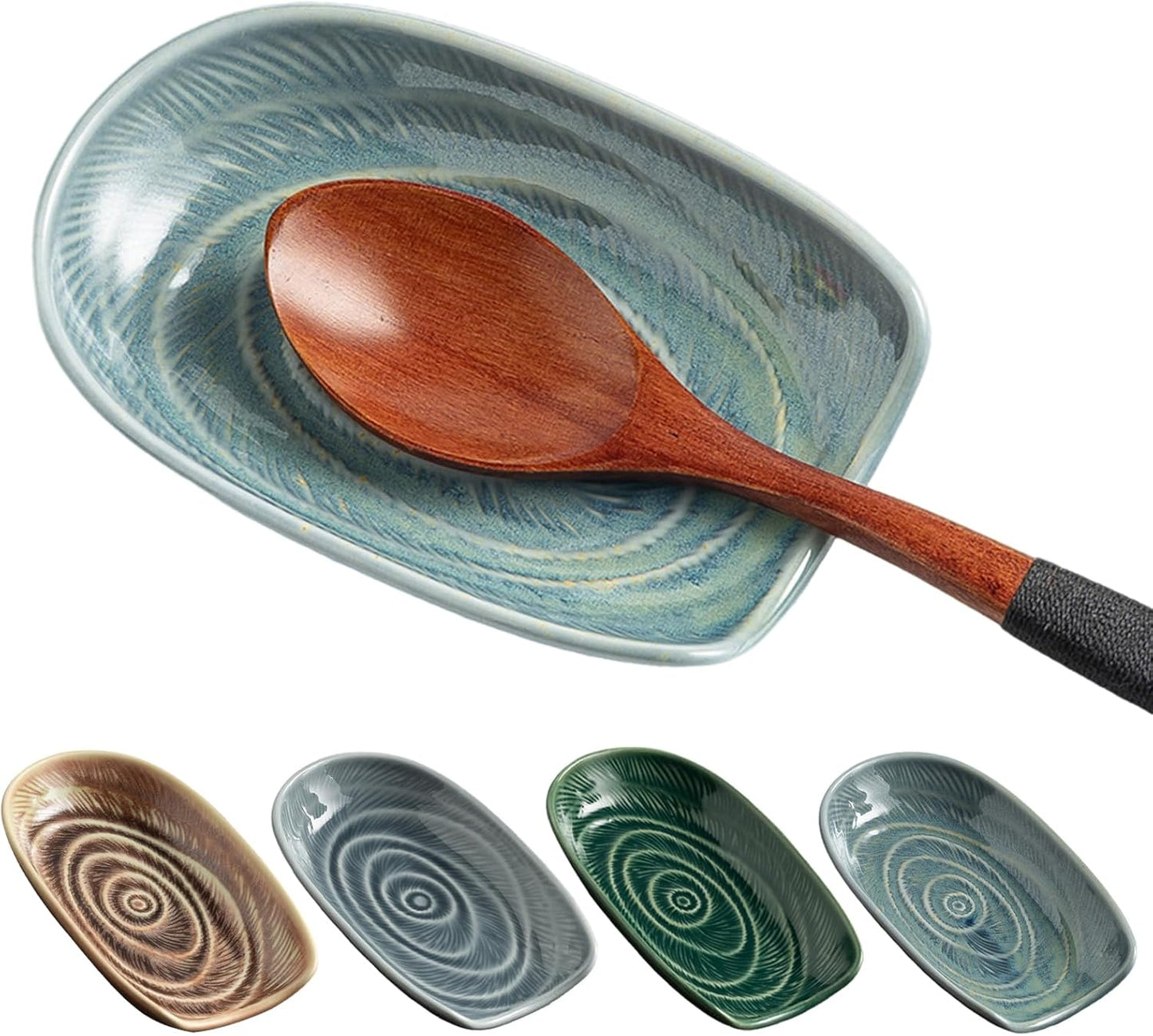 Ceramic Spoon Rest for Stove Top, Spoon Holder for Kitchen Counter | Works as a coffee spoon rest and utensil rest for ladles, spatulas and stirrers, fitting daily use and housewarming gifts.
