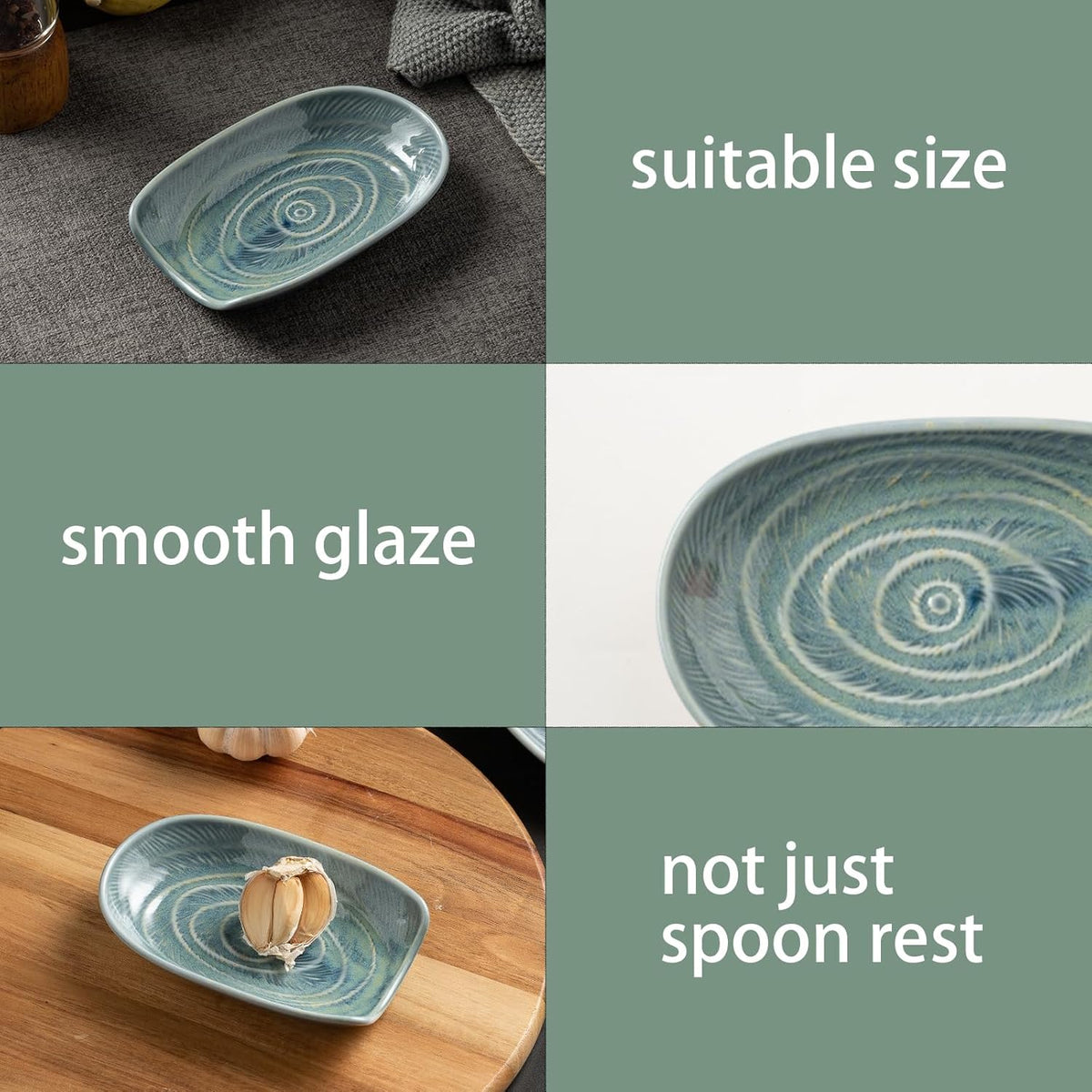 Ceramic Spoon Rest for Stove Top, Spoon Holder for Kitchen Counter | Works as a coffee spoon rest and utensil rest for ladles, spatulas and stirrers, fitting daily use and housewarming gifts.