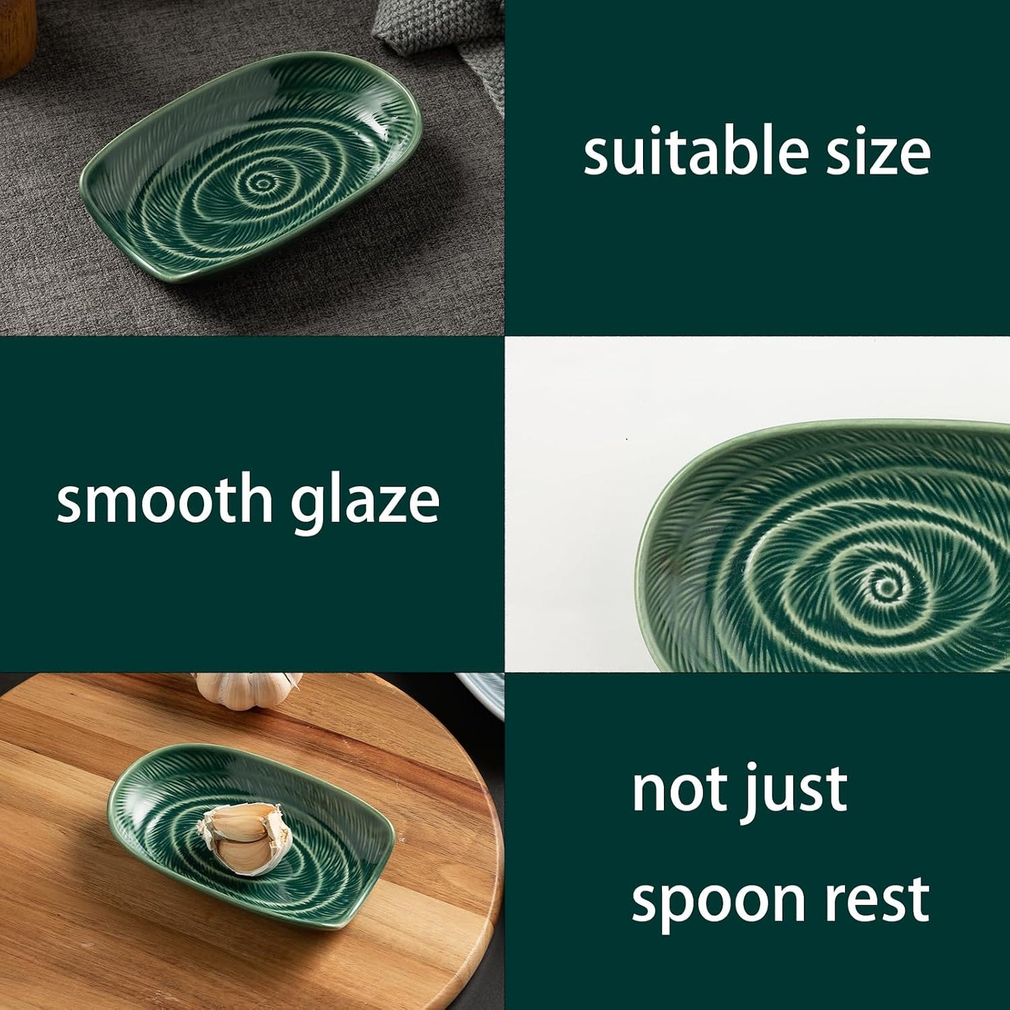 Ceramic Spoon Rest for Stove Top, Spoon Holder for Kitchen Counter | Works as a coffee spoon rest and utensil rest for ladles, spatulas and stirrers, fitting daily use and housewarming gifts.