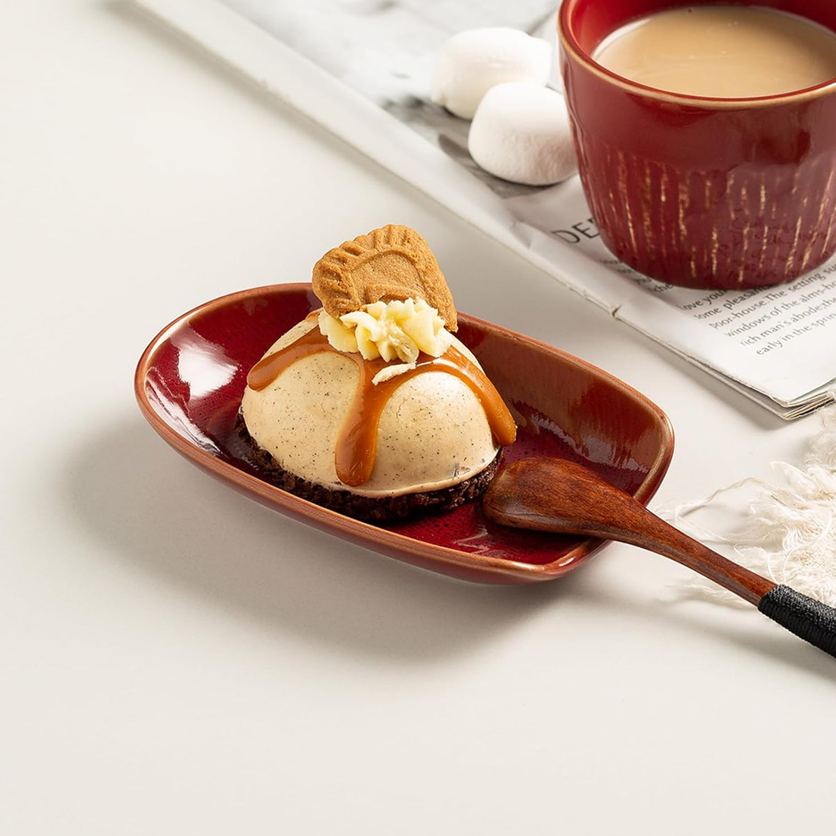 Ceramic Spoon Rest for Stove Top, Spoon Holder for Kitchen Counter | Works as a coffee spoon rest and utensil rest for ladles, spatulas and stirrers, fitting daily use and housewarming gifts.