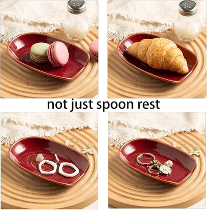 Ceramic Spoon Rest for Stove Top, Spoon Holder for Kitchen Counter | Works as a coffee spoon rest and utensil rest for ladles, spatulas and stirrers, fitting daily use and housewarming gifts.