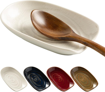 Ceramic Spoon Rest for Stove Top, Spoon Holder for Kitchen Counter | Works as a coffee spoon rest and utensil rest for ladles, spatulas and stirrers, fitting daily use and housewarming gifts.