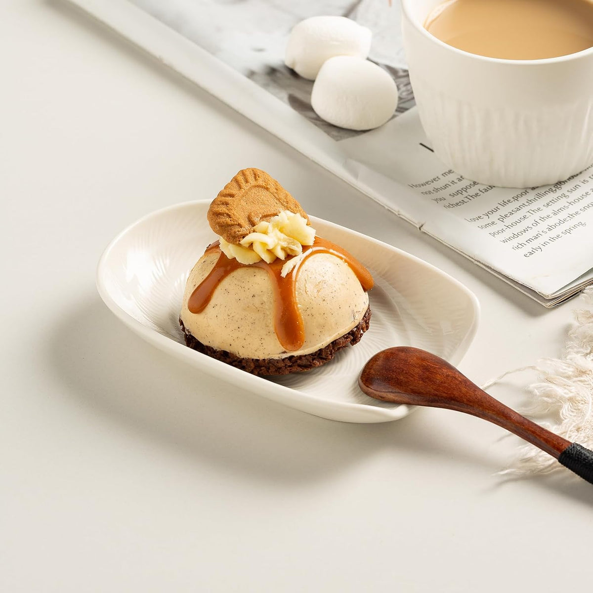 Ceramic Spoon Rest for Stove Top, Spoon Holder for Kitchen Counter | Works as a coffee spoon rest and utensil rest for ladles, spatulas and stirrers, fitting daily use and housewarming gifts.