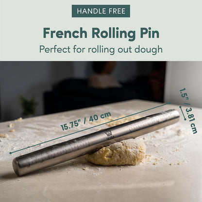 French Rolling Pin for Baking – Dough Roller with Measurement