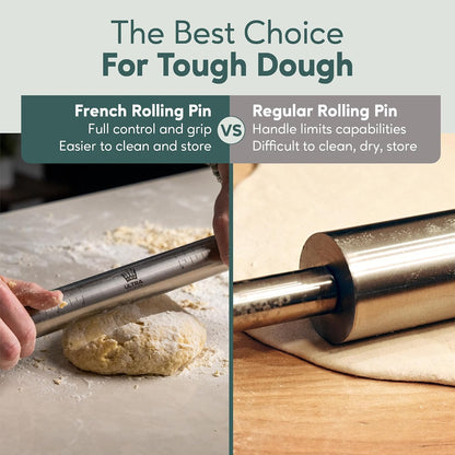 French Rolling Pin for Baking – Dough Roller with Measurement