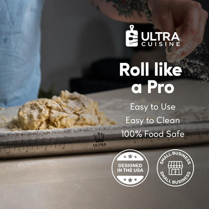 French Rolling Pin for Baking – Dough Roller with Measurement