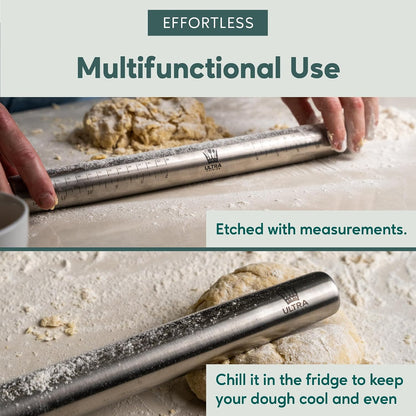 French Rolling Pin for Baking – Dough Roller with Measurement