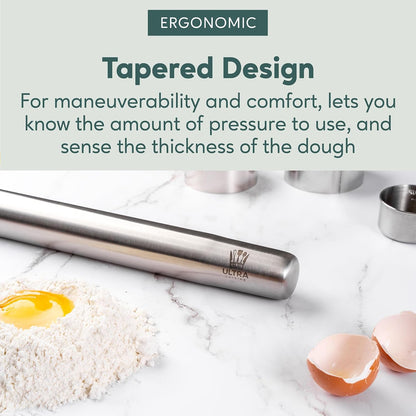 French Rolling Pin for Baking – Dough Roller with Measurement