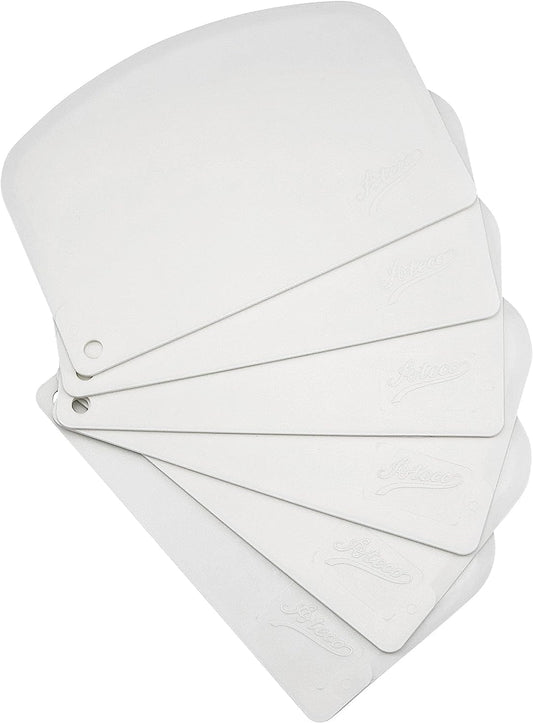 1303 Bowl Scraper Set, Flexible Food-safe Plastic, White, 6-Pieces