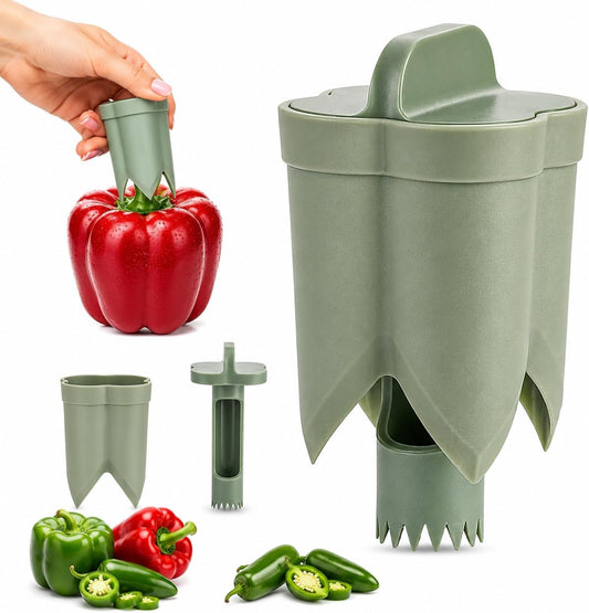 Jalapeno Corer Tool, 2-in-1 Pepper Corer & Jalapeno Seed Remover, Pepper Deseeder for Jalapeno Poppers, Bell Peppers & Chili Peppers, Easy Kitchen Prep Tool