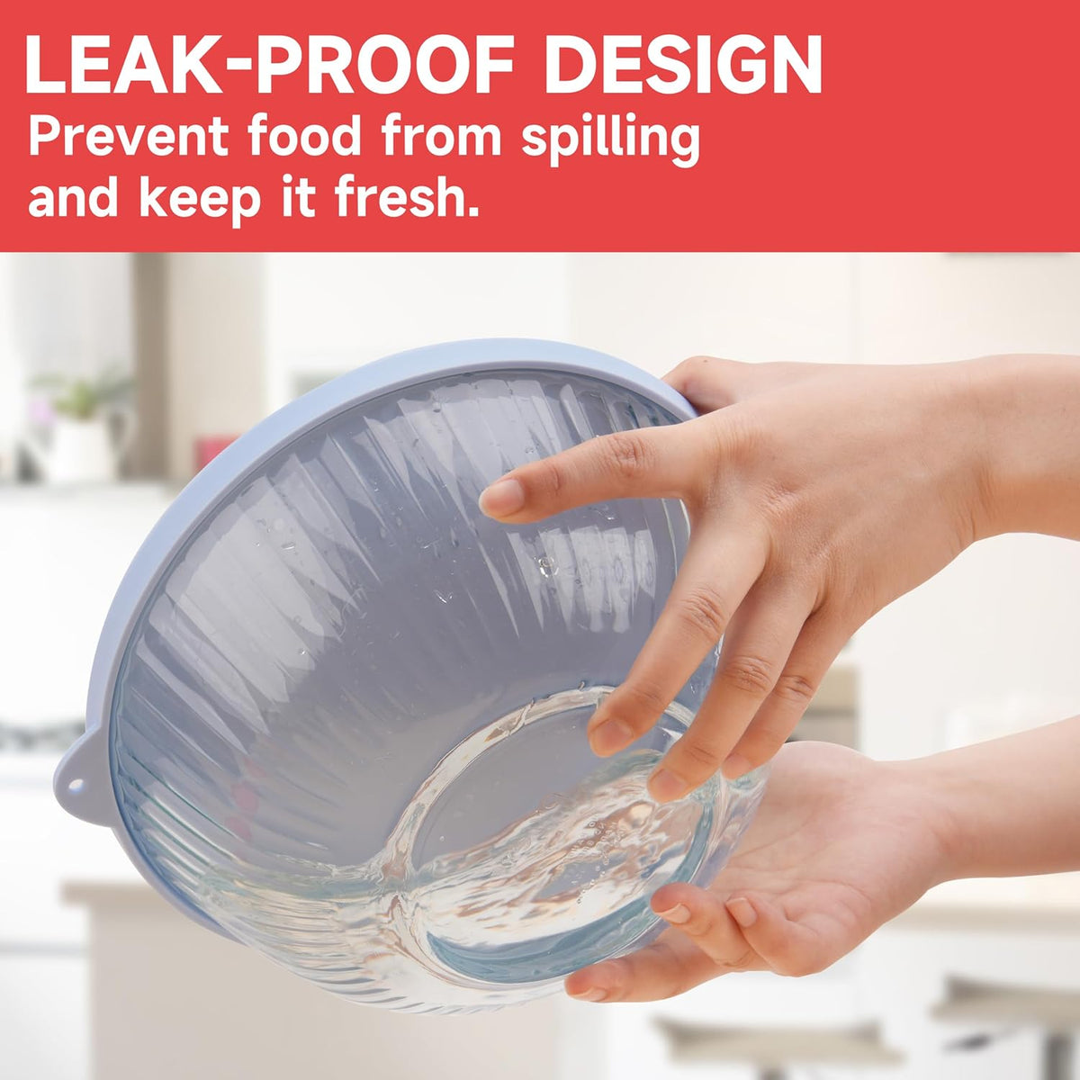Silicone Lids for Pyrex Sculpted Glass Mixing Bowls - Assorted Sizes Fit with 7401-S 3-cup, 7402-S 6-cup, 7403-S 10-cup, & 7404-S 4.5-Quart, Dishwasher & Microwave Safe (Lids Only)