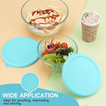 Silicone Lids for Pyrex Sculpted Glass Mixing Bowls - Assorted Sizes Fit with 7401-S 3-cup, 7402-S 6-cup, 7403-S 10-cup, & 7404-S 4.5-Quart, Dishwasher & Microwave Safe (Lids Only)