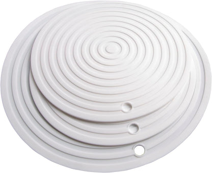 Silicone Trivets Mats for Pots and Pans, Heat Resistant Pot Holders, Flexible Hot Pads for Kitchen Table, Non Slip Mats, Dia11.81 and 9.45 Inches Big Round Microwave Mats Pack 3 White