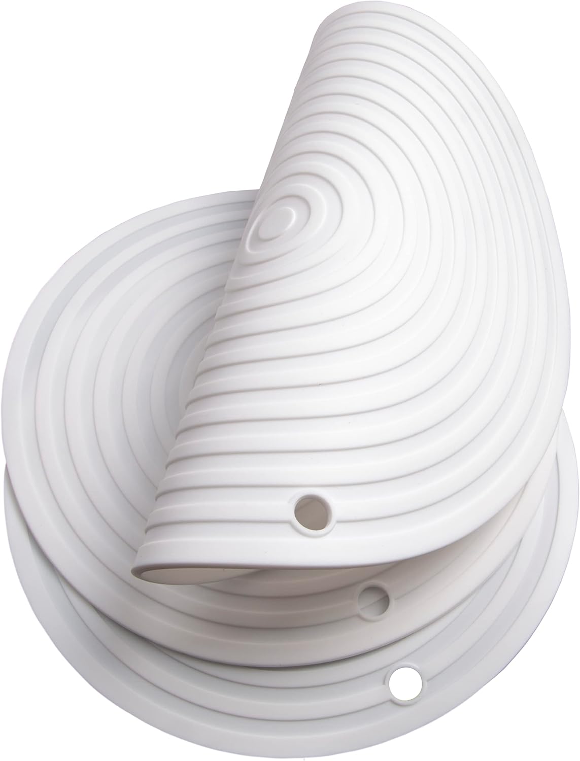 Silicone Trivets Mats for Pots and Pans, Heat Resistant Pot Holders, Flexible Hot Pads for Kitchen Table, Non Slip Mats, Dia11.81 and 9.45 Inches Big Round Microwave Mats Pack 3 White