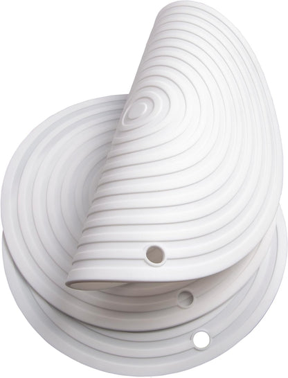 Silicone Trivets Mats for Pots and Pans, Heat Resistant Pot Holders, Flexible Hot Pads for Kitchen Table, Non Slip Mats, Dia11.81 and 9.45 Inches Big Round Microwave Mats Pack 3 White
