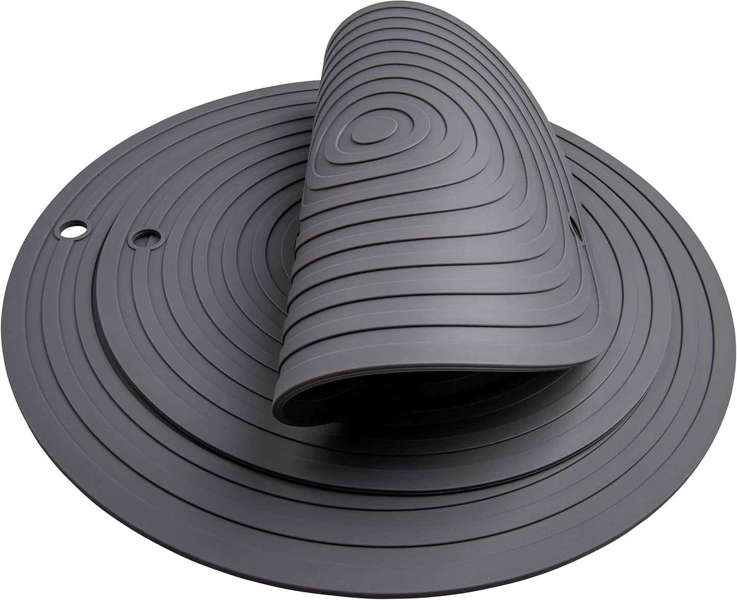 Silicone Trivets Mats for Pots and Pans, Heat Resistant Pot Holders, Flexible Hot Pads for Kitchen Table, Non Slip Mats, Dia11.81 and 9.45 Inches Big Round Microwave Mats Pack 3 White