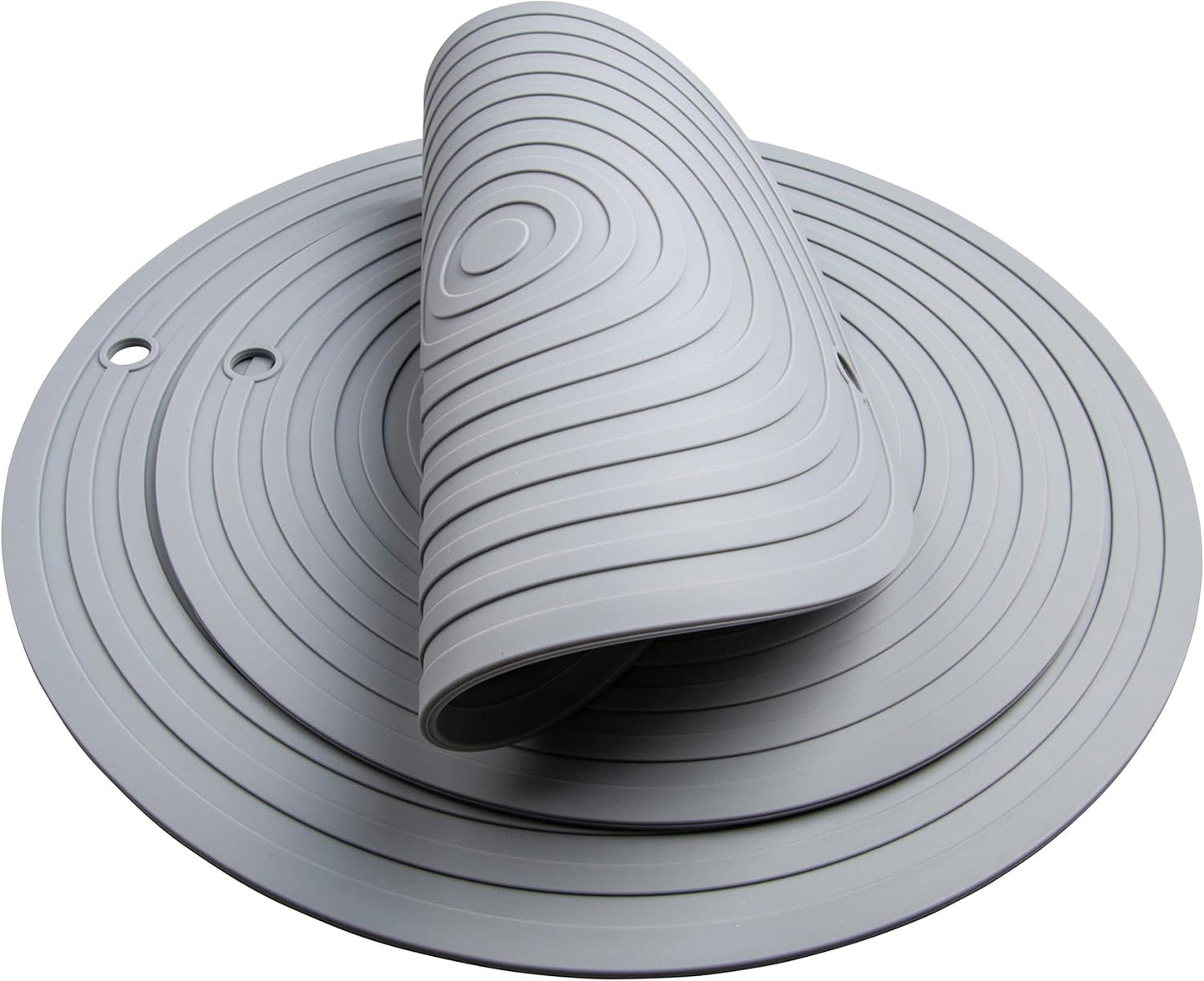 Silicone Trivets Mats for Pots and Pans, Heat Resistant Pot Holders, Flexible Hot Pads for Kitchen Table, Non Slip Mats, Dia11.81 and 9.45 Inches Big Round Microwave Mats Pack 3 White