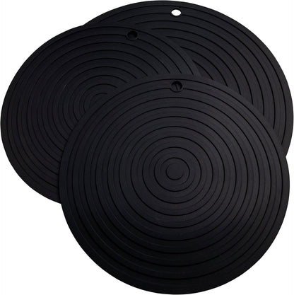 Silicone Trivets Mats for Pots and Pans, Heat Resistant Pot Holders, Flexible Hot Pads for Kitchen Table, Non Slip Mats, Dia11.81 and 9.45 Inches Big Round Microwave Mats Pack 3 White