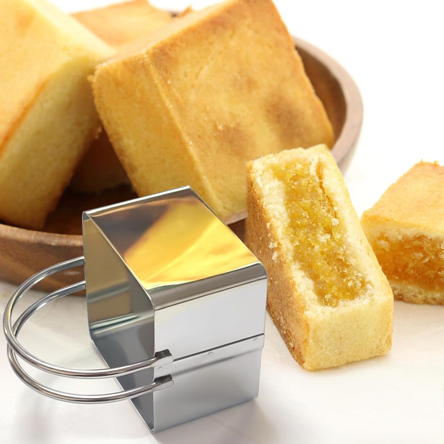 5 Pieces Biscuit Cutter with Handle, Stainless Steel Baking Essential Tool for Effortless Square Cookie Shaping,Pastry,Cake Decoration Creation–Precise Cut Utensil for Dumpling,Scone, Donut