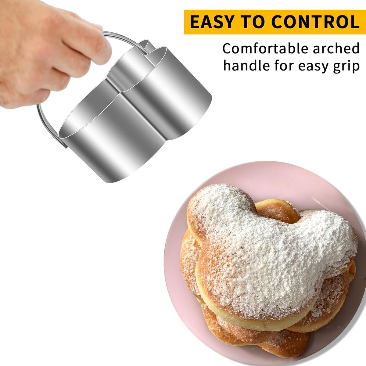 5 Pieces Biscuit Cutter with Handle, Stainless Steel Baking Essential Tool for Effortless Square Cookie Shaping,Pastry,Cake Decoration Creation–Precise Cut Utensil for Dumpling,Scone, Donut
