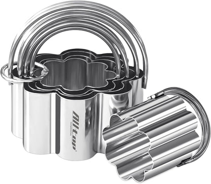 5 Pieces Biscuit Cutter with Handle, Stainless Steel Baking Essential Tool for Effortless Square Cookie Shaping,Pastry,Cake Decoration Creation–Precise Cut Utensil for Dumpling,Scone, Donut