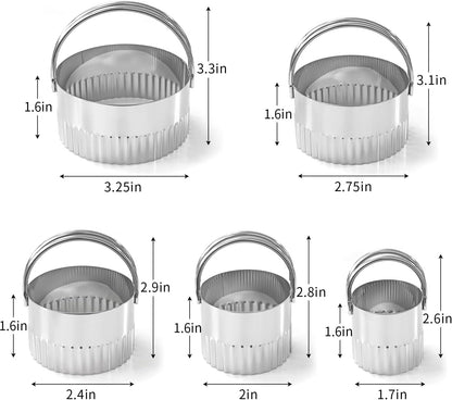 5 Pieces Biscuit Cutter with Handle, Stainless Steel Baking Essential Tool for Effortless Square Cookie Shaping,Pastry,Cake Decoration Creation–Precise Cut Utensil for Dumpling,Scone, Donut