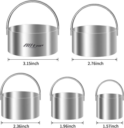 5 Pieces Biscuit Cutter with Handle, Stainless Steel Baking Essential Tool for Effortless Square Cookie Shaping,Pastry,Cake Decoration Creation–Precise Cut Utensil for Dumpling,Scone, Donut