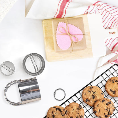 5 Pieces Biscuit Cutter with Handle, Stainless Steel Baking Essential Tool for Effortless Square Cookie Shaping,Pastry,Cake Decoration Creation–Precise Cut Utensil for Dumpling,Scone, Donut