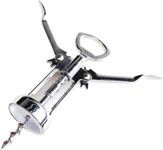 Chrome Wing Style Multifunctional Corkscrew Wine Bottle Opener for all Cork Stoppered and Beer Cap Bottles for use in Kitchen Restaurant Bars for Wine Enthusiast and Waiters