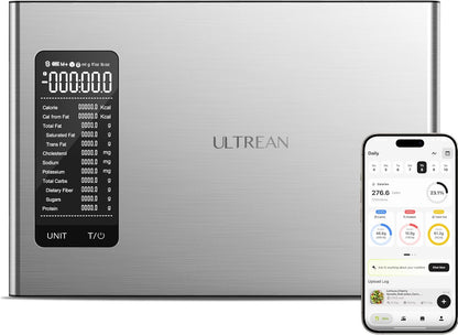 Smart Food Kitchen Scale with Nutritional Calculator, APP for Calorie & Macro Tracking, AI Powered, Goal Progress, Digital Calorie Scale for Weight Loss, Stainless Steel, 22lb