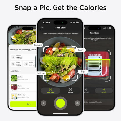 Smart Food Kitchen Scale with Nutritional Calculator, APP for Calorie & Macro Tracking, AI Powered, Goal Progress, Digital Calorie Scale for Weight Loss, Stainless Steel, 22lb