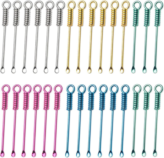 30 PCS Tiny Spoon Keychain Pendant, Colorful Mini Spoon Keychain | Portable Alloy Tiny Spoons for Powder Salts Filling Spice DIY Crafts