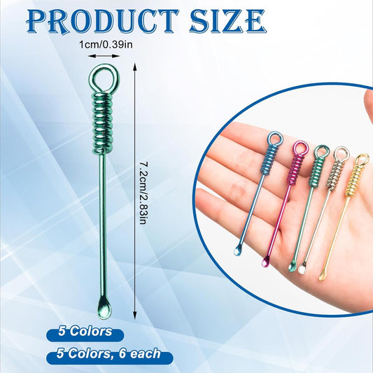30 PCS Tiny Spoon Keychain Pendant, Colorful Mini Spoon Keychain | Portable Alloy Tiny Spoons for Powder Salts Filling Spice DIY Crafts
