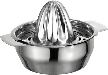Lemon Orange Squeezer, Manual Juicer Stainless Steel Citrus Juicer Hand Press Lemon Squeezer with Bowl Juicer Strainer