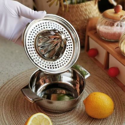 Lemon Orange Squeezer, Manual Juicer Stainless Steel Citrus Juicer Hand Press Lemon Squeezer with Bowl Juicer Strainer