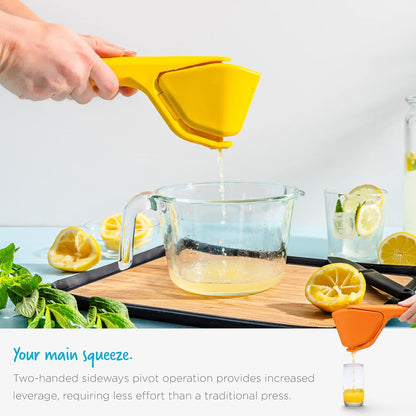 Fluicer Fold-Flat Citrus Juicer - Lemon Easy, manual fresh lemon juice squeezer with pip catcher, suits lemons and limes, compact storage, 10"