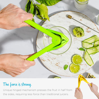 Fluicer Fold-Flat Citrus Juicer - Lemon Easy, manual fresh lemon juice squeezer with pip catcher, suits lemons and limes, compact storage, 10"