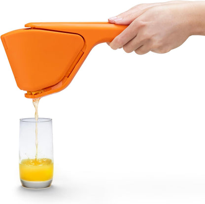 Fluicer Fold-Flat Citrus Juicer - Lemon Easy, manual fresh lemon juice squeezer with pip catcher, suits lemons and limes, compact storage, 10"