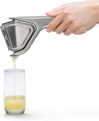Fluicer Fold-Flat Citrus Juicer - Lemon Easy, manual fresh lemon juice squeezer with pip catcher, suits lemons and limes, compact storage, 10"